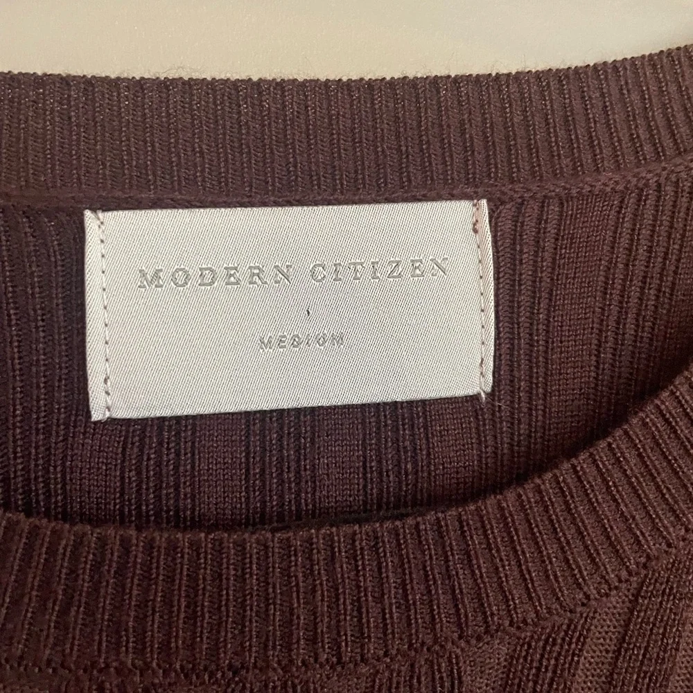 Modern Citizen- Carmen Ribbed Long-Sleeve Wrap Dress (brown) - Picture 3 of 8
